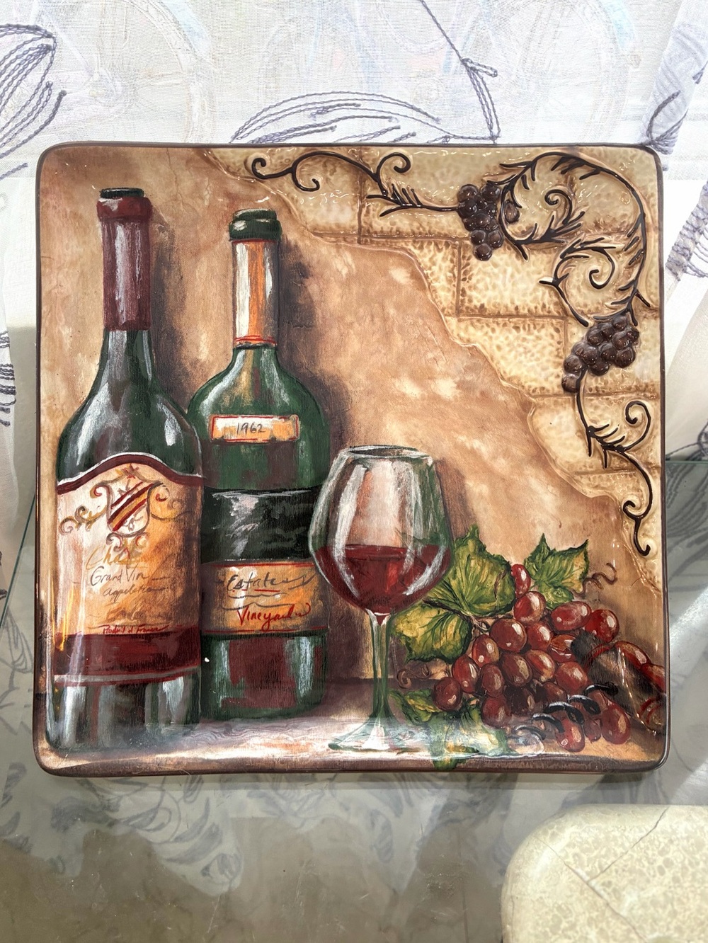 Certified International Vineyard Ceramic Serving Platter - Brown, Green, Red